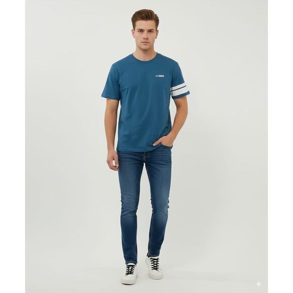 Zara Men’s T Shirt SunRise Blue Navy Size Large NWOT - Picture 1 of 9